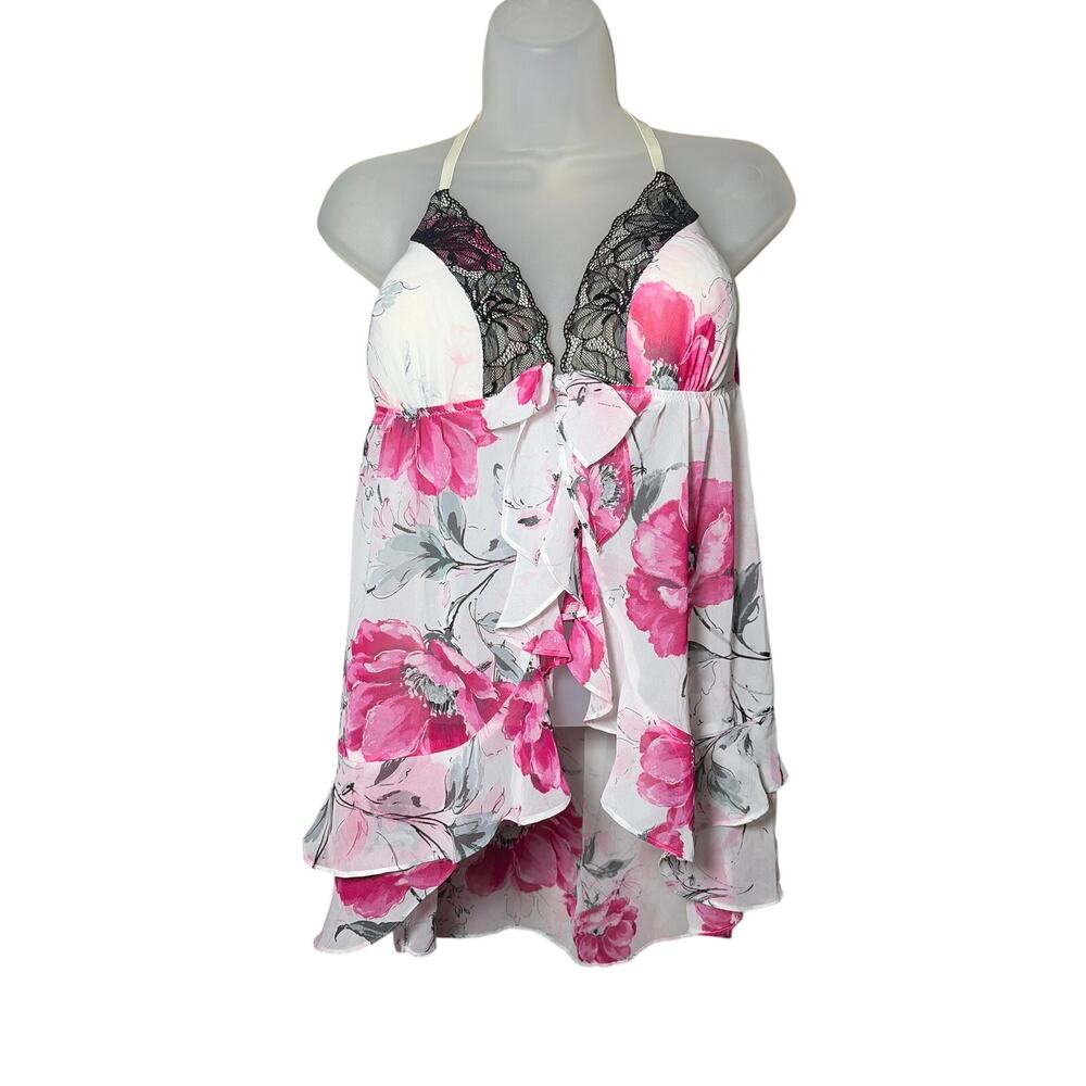 Apt. 9 intimates sleepwear nightie vibrant pink white and black floral pattern